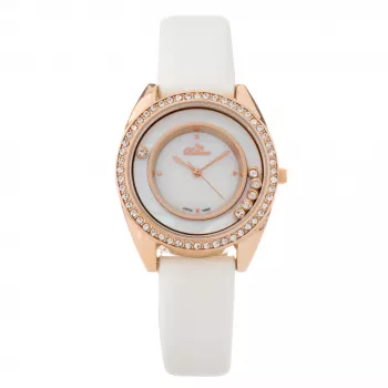 BELLEVUE Woman E50 33mm Quarz Analoguhr Edelstahlgehäuse Echtes Lederarmband