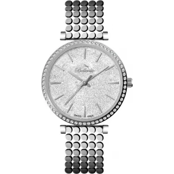 BELLEVUE Woman E66 (32mm) Quarz-Analoguhr - Roségoldfarbenes Edelstahlgehäuse, weißes Zifferblatt, braunes Lederarmband