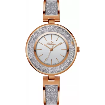 BELLEVUE Woman E68 33mm Quarz Analog Uhr mit echtem Lederarmband