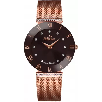 BELLEVUE Woman F104 26mm Quarz Analoguhr Edelstahl Silbernes Zifferblatt