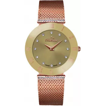 BELLEVUE Woman F106 Quarz Analog Uhr 25mm Edelstahl Mesh Silber