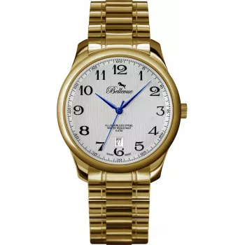 BELLEVUE Woman F11 35mm Swiss Quartz Uhr Edelstahl Leder Schwarz