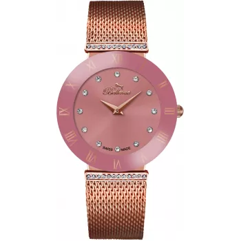 BELLEVUE Woman F115 Quarzuhr 33mm Edelstahl Weißes Zifferblatt Schwarzes Leder