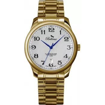 BELLEVUE Woman F12 30mm Quarzuhr Silbernes Zifferblatt Schwarzes Leder