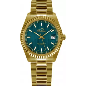 BELLEVUE Woman H16 30mm Quarz Analoguhr Edelstahl Leder Schwarz