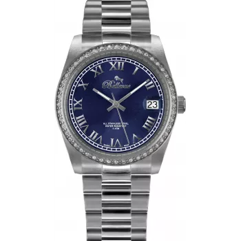 BELLEVUE Woman H5 35mm Quarz Analoguhr Edelstahlgehäuse Echtes Lederband Braunes Zifferblatt Silber