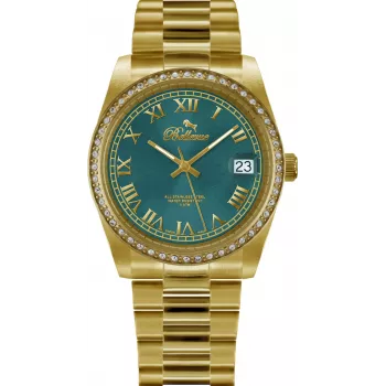 BELLEVUE Woman I16 27mm Quarz Analoguhr Silbernes Zifferblatt Schwarzes Lederarmband