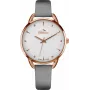BELLEVUE Damen Analog Quarzuhr B34 38mm Edelstahlgehäuse Weißes Zifferblatt Schwarzes Lederarmband