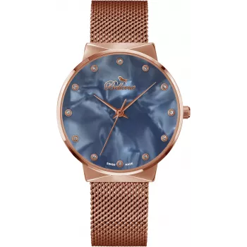 BELLEVUE Damenuhr B11 Quarz Analog 33mm Edelstahlgehäuse Echtes Lederband