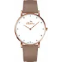 BELLEVUE Damen Quarz Analog Uhr B53 40mm Edelstahlgehäuse Schwarzes Lederarmband