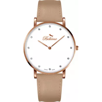 BELLEVUE Damenuhr B54 (40mm) Edelstahl-Mesh Silber