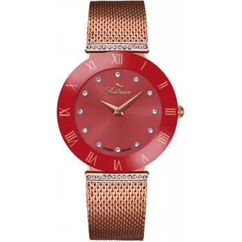 BELLEVUE Damenuhr F118 (26mm) - Edelstahl-Mesh-Armband, Quarz, silbernes Zifferblatt