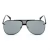 Belstaff Beckington Herren-Rechteck-Sonnenbrille - Schwarzer Acetatrahmen, graue Polycarbonatgläser, UV400-Schutz, 60/18/145 mm