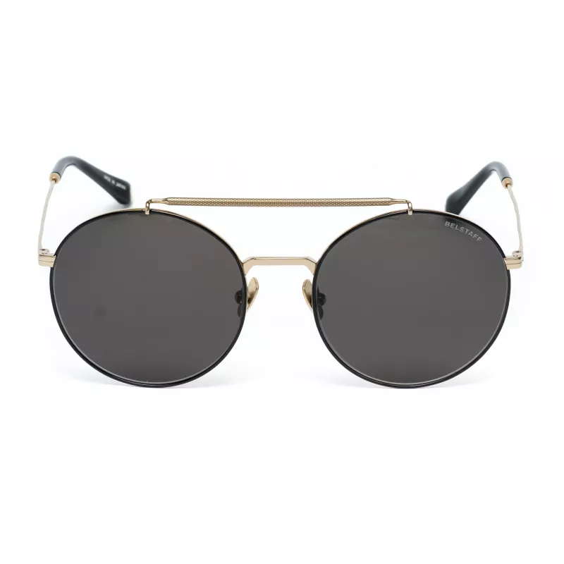 Belstaff Staham Dorado Herren-Sonnenbrille - Pilot Square Acetatrahmen UV400 graues Glas 54mm