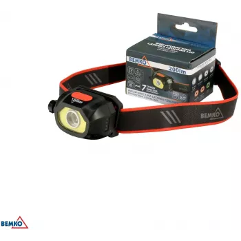 BEMKO C49-LTC02 Multifunktionale wiederaufladbare LED-Stirnlampe, 200lm, 6500K, 1200mAh, IP44