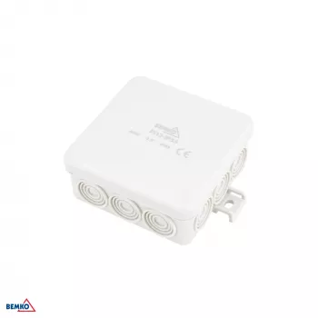 BEMKO E04-PI12-IP55 Aufputz-Abzweigdose 85x85x36,5mm IP55 12-Einführungen Lichtgrau