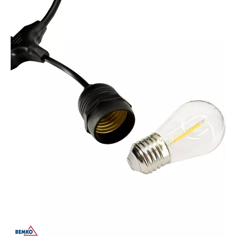 BEMKO SOLBEE Solarbetriebene LED-Gartenlichterkette 10 LEDs 10m Warmweiß 3000K IP65 Schwarz