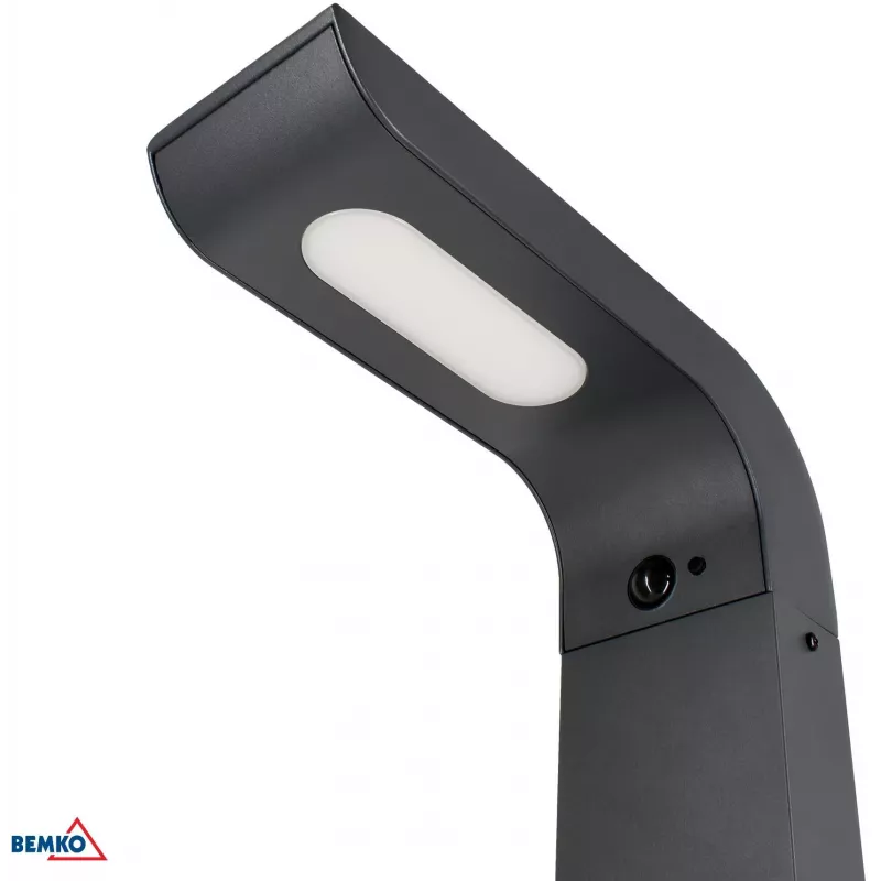 BEMKO SOLVEO Hybrid LED Garten-Pollerleuchte, 7W, 600lm, CCT 3000K/4000K/6500K, 80cm, IP65, Dunkelgrau, PIR-Sensor