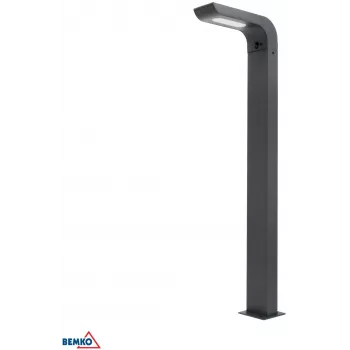 BEMKO SOLVEO Hybrid LED Garten-Pollerleuchte, 7W, 600lm, CCT 3000K/4000K/6500K, 80cm, IP65, Dunkelgrau, PIR-Sensor
