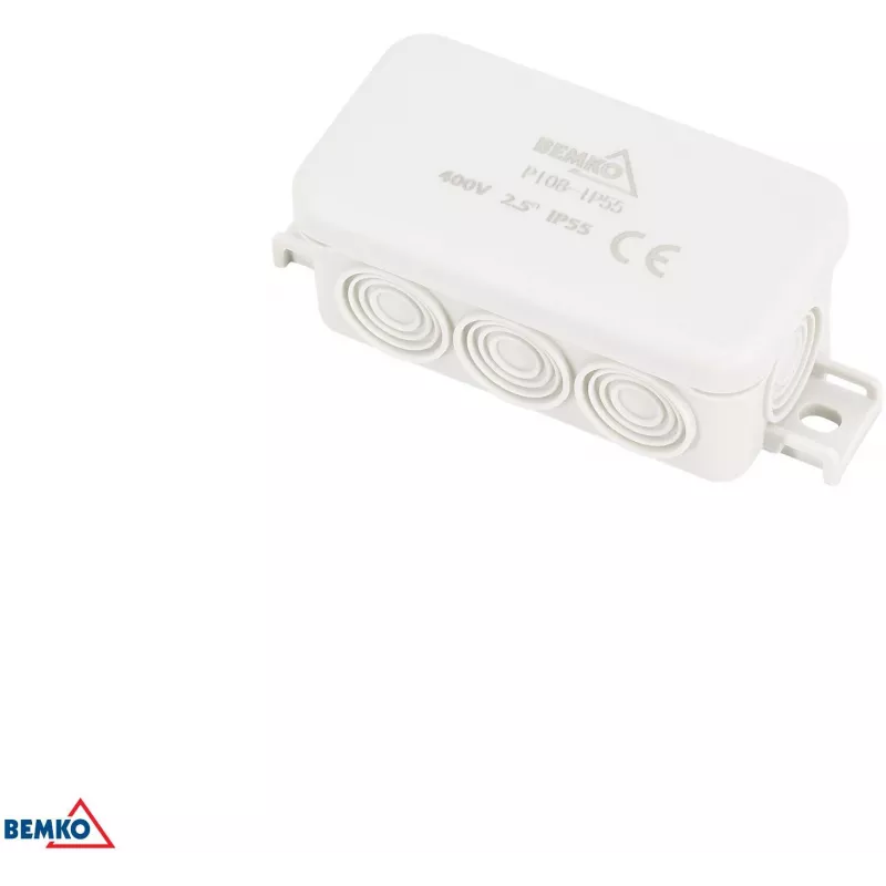 BEMKO Aufputz-Installationsdose 85x45x37mm IP55 8 Einführungen Lichtgrau E04-PI08-IP55
