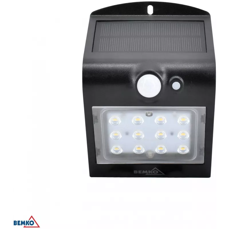 BEMKO TRINGO Solar LED Flutlicht 1,5W 220lm 4000K IP65 Schwarz mit PIR-Sensor C83-SOT-001BL-PIR