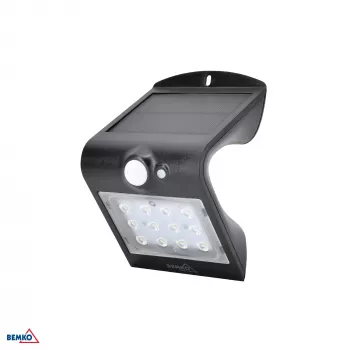 BEMKO TRINGO Solar LED Flutlicht 1,5W 220lm 4000K IP65 Schwarz mit PIR-Sensor C83-SOT-001BL-PIR