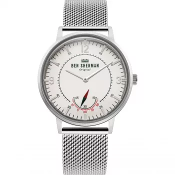 BEN SHERMAN Herren Analog Quarzuhr WB034SM 43 mm schwarzes Zifferblatt Lederarmband