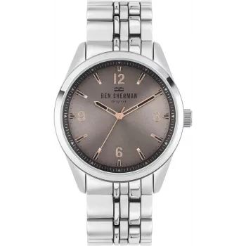 BEN SHERMAN Herren Quarz Analoguhr WB057ESM 43mm Edelstahl Blaues Zifferblatt Silbernes Mesh-Armband