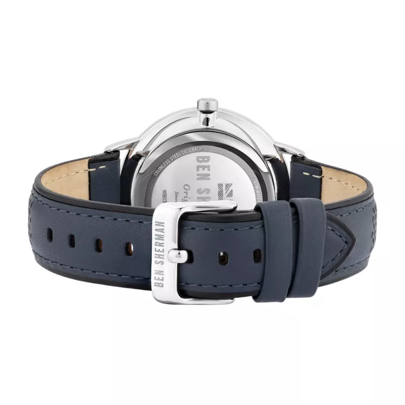 BEN SHERMAN Herrenuhr WB038U 43mm schwarzes Zifferblatt schwarzes Kunstlederarmband