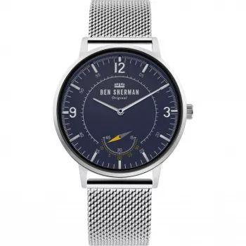Ben Sherman WB034USM Herren Quarz Analoguhr 43 mm Edelstahl blaues Zifferblatt