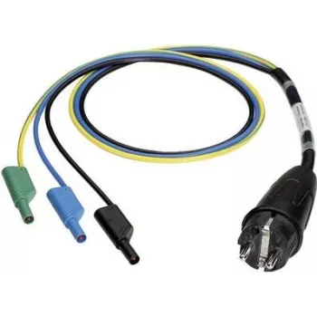 BENNING Messadapter Schuko-Stecker auf 4 mm Lamellenbuchsen, berührungssicher, 300 V CAT III, 16 A, Schwarz 044142
