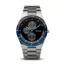 BERING Herren Classic Minimalist Quarzuhr 39mm Titangehäuse Blaues Zifferblatt Graues Edelstahl-Mesh-Armband 32339-702