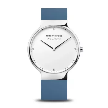 BERING Herren Classic Quarzuhr 15540-700 40mm Edelstahl Mesh Blau Sonnenschliff Zifferblatt