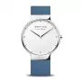 BERING Herren Classic Quarzuhr 15540-700 40mm Edelstahl Mesh Blau Sonnenschliff Zifferblatt