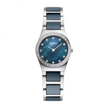 BERING Herren Classic Quarzuhr 32426-707 26mm Edelstahl Blaues Sonnenschliff-Zifferblatt