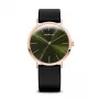 Bering Herren Classic Quarzuhr 36mm Edelstahl Roségold Blaues Zifferblatt Milanese Mesh Armband 13436-469