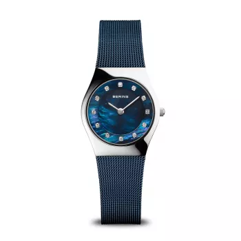BERING Damen Classic Collection Quarzuhr 11927-307 27mm Edelstahl Milanaiseband blaues Zifferblatt