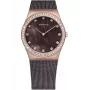 BERING Damen Classic Quarz Analog Uhr 26mm Edelstahl Roségold und Braun
