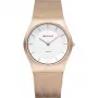 BERING Damen Classic Quarz Analog Armbanduhr 35mm Roségold Edelstahl Mesh 11935-366