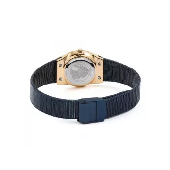 BERING Damen Classic Quarzuhr 26mm Roségold Edelstahl Mesh braunes Sunray-Zifferblatt