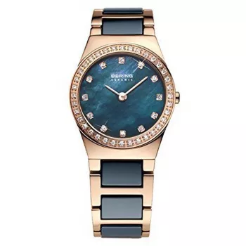 BERING Damen Classic Quarzuhr 26mm Edelstahl Mesh Blau Sunray Zifferblatt 32426-767
