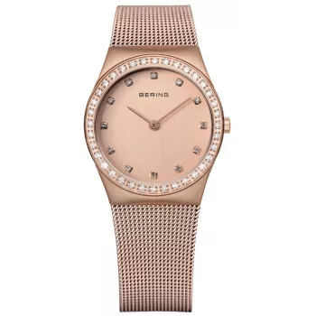 BERING Damenuhr 12430-366 30mm Roségold Edelstahl Braunes Sunray-Zifferblatt