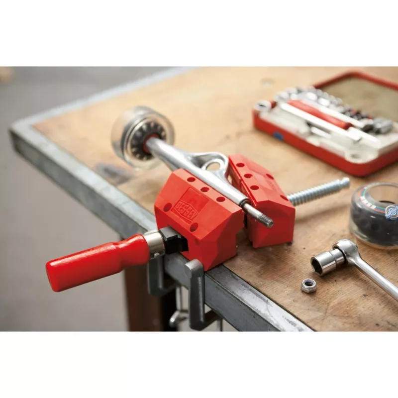 BESSEY S10-ST Mini-Schraubstock S 10 Schraubzwinge, Rot, 100 mm Spannweite, 50 mm Ausladung, mit 2 Tischklemmen