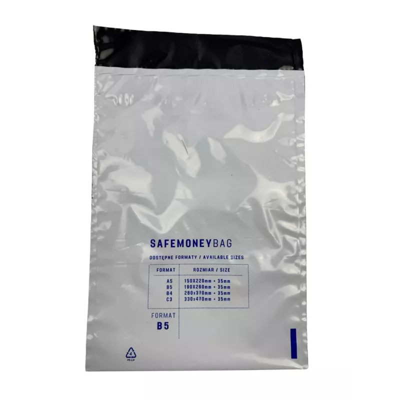 BESTPAK SAFEMONEYBAG Sicherheitseinzahlungsumschläge Transparent B5 190x260+35 mm 100 Stück