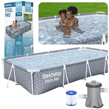 Bestway 561FV Frame Pool Rechteckig 366 x 201 x 66 cm Grau