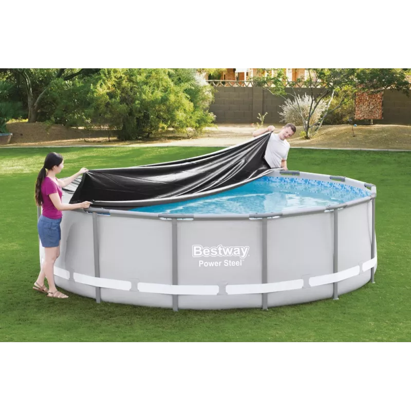 Bestway Flowclear Poolabdeckung für Steel Pro MAX Frame Pool 427 cm (14 ft) - Blau Polyethylen mit Seilbindern