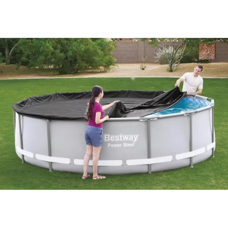 Bestway Flowclear Poolabdeckung für Steel Pro MAX Frame Pool 427 cm (14 ft) - Blau Polyethylen mit Seilbindern