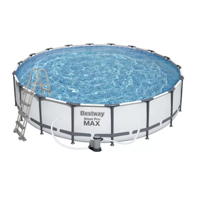 Bestway Steel Frame Pool 549 x 122 cm (18 ft x 48 in) runder Aufstellpool mit Filterpumpe, Leiter, Abdeckung - 56462