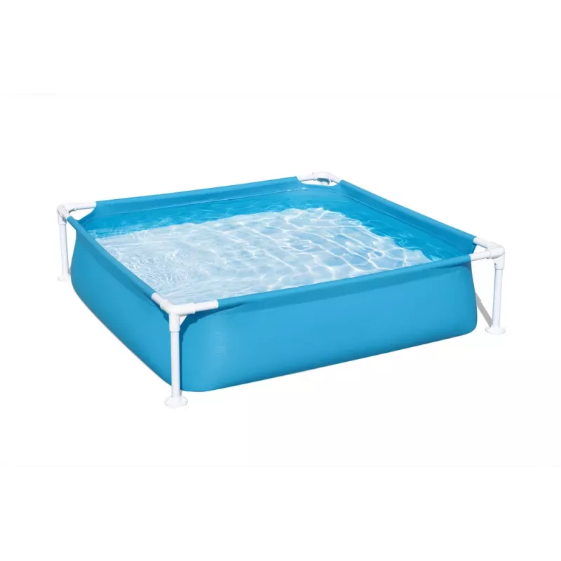 Bestway Steel Pro Frame Pool 122 cm x 122 cm x 30.5 cm Quadratischer Aufstellpool für Kinder 365 L Blau