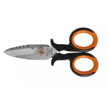 BETA 1128BSX Elektrikerschere mit Abisolierkerbe, 145 mm, Edelstahl, Orange/Schwarz